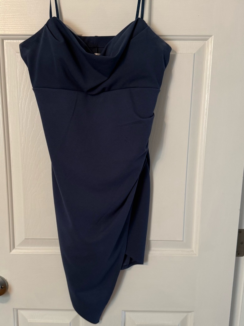 Emerald Sundae Navy Cowl Neck Mini Dress with Spaghetti Straps